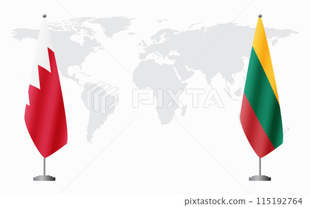 Bahrain and Lithuania flags for official meeting 115192764