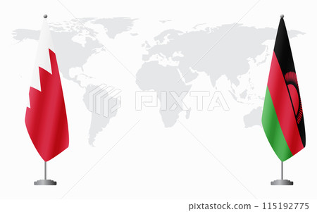 Bahrain and Malawi flags for official meeting 115192775