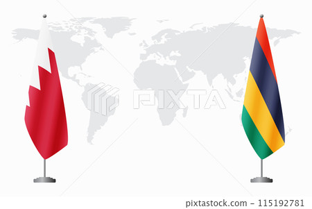 Bahrain and Mauritius flags for official meeting Bahrain and Mauritius flags for official meeting 115192781