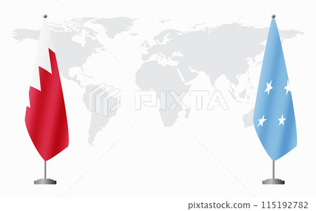 Bahrain and Micronesia flags for official meeting 115192782