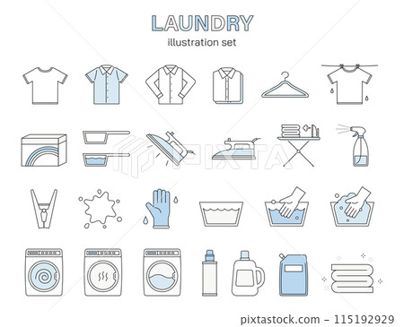 Laundry, cleaning, icon set, line drawing, shirt, laundry, iron, hand washing, housework, living Laundry, cleaning, icon set, line drawing, shirt, laundry, iron, hand washing, housework, living 115192929