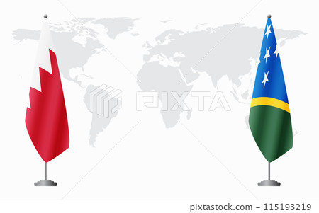 Bahrain and Solomon Islands flags for official meeting Bahrain and Solomon Islands flags for official meeting 115193219