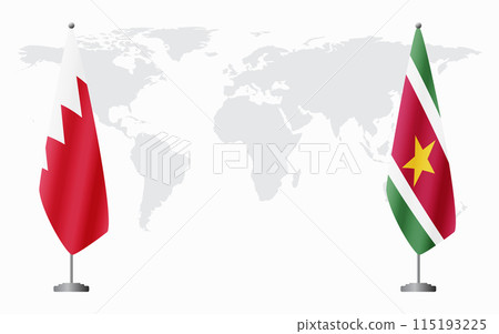 Bahrain and Suriname flags for official meeting Bahrain and Suriname flags for official meeting 115193225