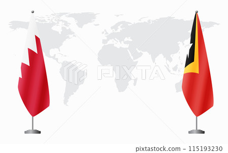 Bahrain and East Timor flags for official meeting Bahrain and East Timor flags for official meeting 115193230
