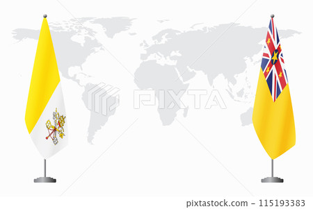 Vatican and Niue flags for official meeting Vatican and Niue flags for official meeting 115193383
