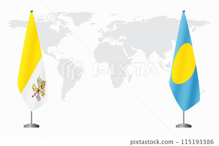Vatican and Palau flags for official meeting Vatican and Palau flags for official meeting 115193386