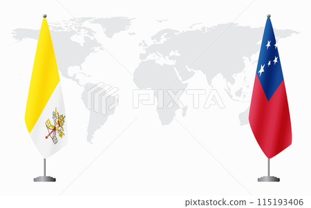 Vatican and Samoa flags for official meeting Vatican and Samoa flags for official meeting 115193406
