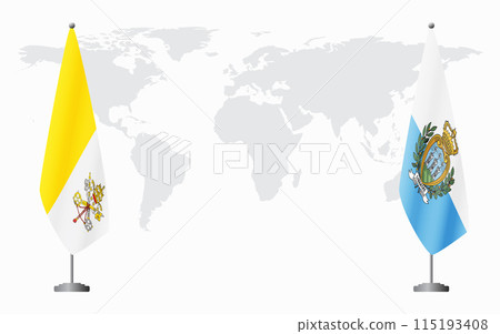 Vatican and San Marino flags for official meeting 115193408