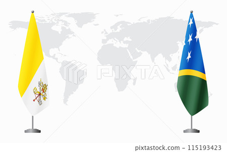 Vatican and Solomon Islands flags for official meeting Vatican and Solomon Islands flags for official meeting 115193423