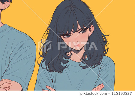 Illustration of a young couple having a fight "AI generated image" 115193527