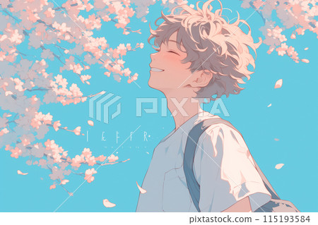 Spring season and high school boy illustration "AI generated image" 115193584