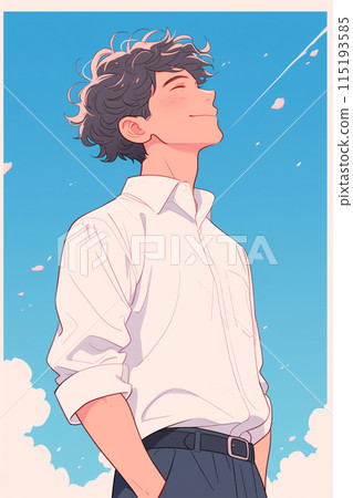 春天和高中男孩插畫“AI生成圖像” 春天和高中男孩插畫“AI生成圖像” 115193585