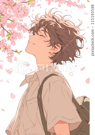 春天和高中男孩插畫“AI生成圖像” 春天和高中男孩插畫“AI生成圖像” 115193586