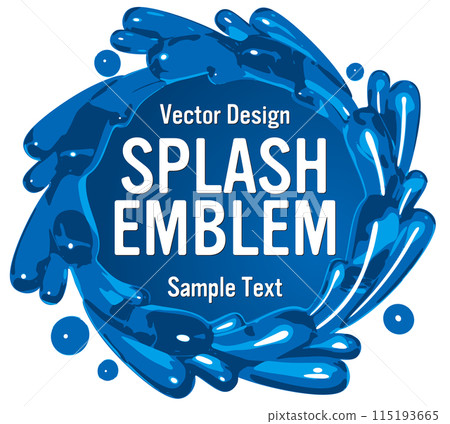 Three-dimensional wave splash emblem sample text vector illustration 115193665