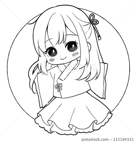 Cute and relaxed girl 2 coloring page 115194331
