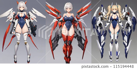 [Mecha Girl] Character design: Swimsuit version (AI generated image) 115194448