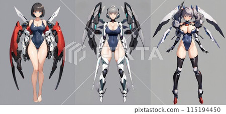 [Mecha Girl] Character design: Swimsuit version (AI generated image) 115194450