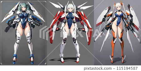 [Mecha Girl] Character design: Swimsuit version (AI generated image) 115194587