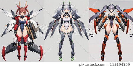 [Mecha Girl] Character design: Swimsuit version (AI generated image) 115194599