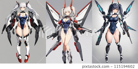 [Mecha Girl] Character design: Swimsuit version (AI generated image) 115194602