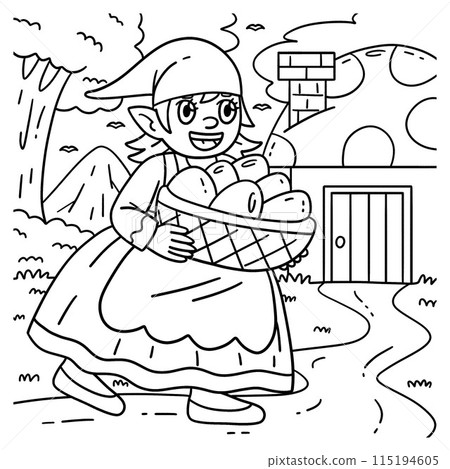 Gnome with Basket of Eggs Coloring Page for Kids Gnome with Basket of Eggs Coloring Page for Kids 115194605