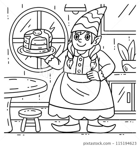 Gnome with Plate of Pancake Coloring Page for Kids Gnome with Plate of Pancake Coloring Page for Kids 115194623