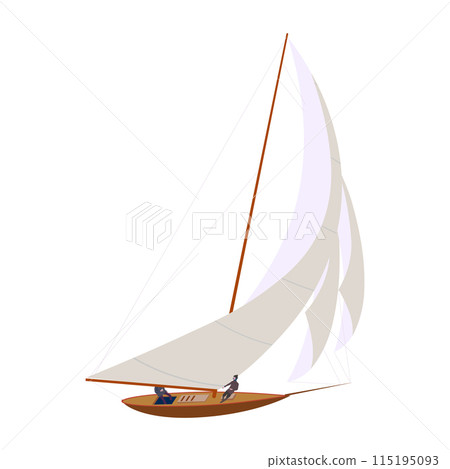 Sailing yacht with sailor. Travel in ocean, sea under sail 115195093