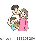 Family of three and pet 115195260