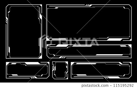 Hud frames white grey user interface elements design modern technology futuristic control panel screen digital hologram window gaming menu touching cyber monitor set on black background vector 115195292
