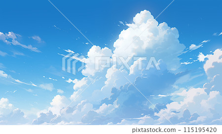 Hand drawn cartoon beautiful blue sky and white clouds illustration background Hand drawn cartoon beautiful blue sky and white clouds illustration background 115195420