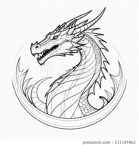 Coloring book illustration Dragon Coloring book illustration Dragon 115195962