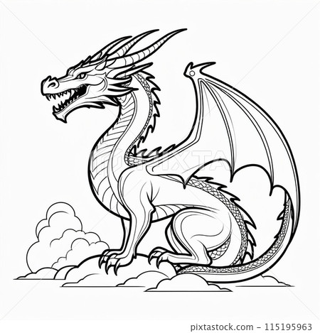 Coloring book illustration Dragon Coloring book illustration Dragon 115195963