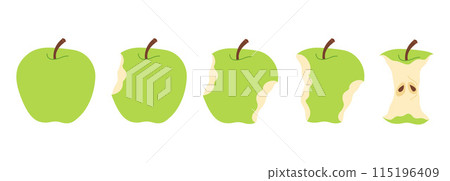 Green Apple eating steps flat style isolated Green Apple eating steps flat style isolated 115196409