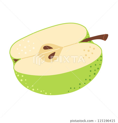 Green apple cut in half. Hand drawn Trendy flat style 115196415