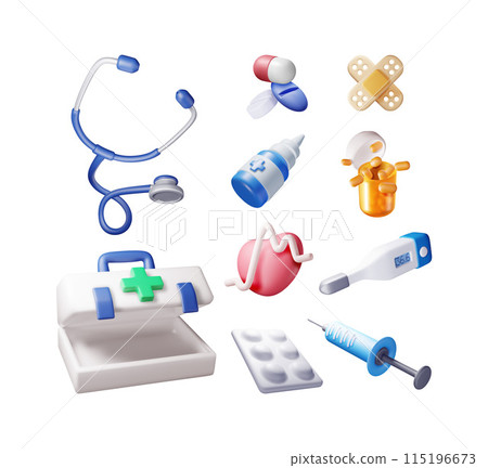 3d medicine icon set isolated 3d medicine icon set isolated 115196673