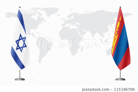 Israel and Mongolia flags for official meeting 115196706