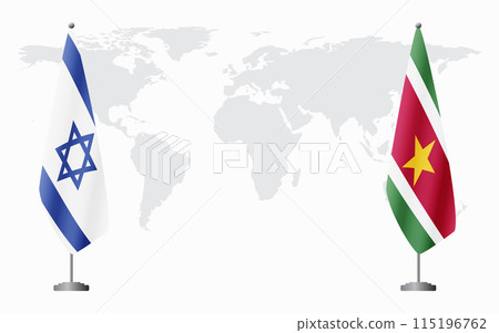 Israel and Suriname flags for official meeting Israel and Suriname flags for official meeting 115196762
