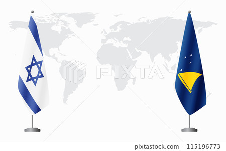Israel and Tokelau flags for official meeting Israel and Tokelau flags for official meeting 115196773