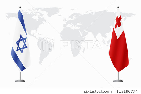 Israel and Tonga flags for official meeting Israel and Tonga flags for official meeting 115196774