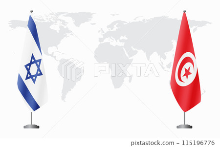 Israel and Tunisia flags for official meeting 115196776