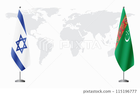 Israel and Turkmenistan flags for official meeting Israel and Turkmenistan flags for official meeting 115196777