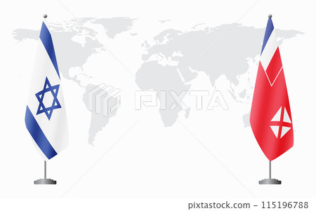 Israel and Wallis and Futuna flags for official meeting Israel and Wallis and Futuna flags for official meeting 115196788
