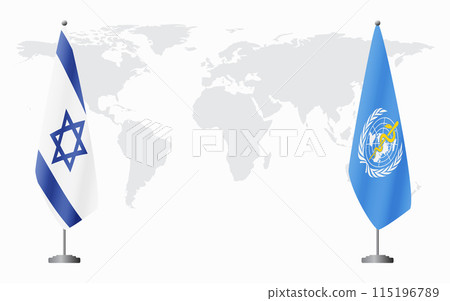 Israel and World Health Organization flags for official m Israel and World Health Organization flags for official m 115196789