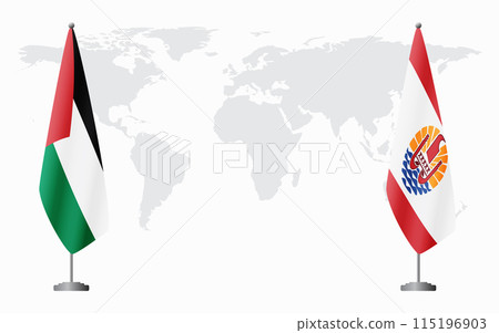 Palestine and French Polynesia flags for official meeting 115196903