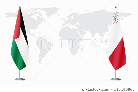 Palestine and Malta flags for official meeting 115196963