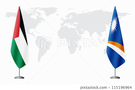Palestine and Marshall Islands flags for official meeting Palestine and Marshall Islands flags for official meeting 115196964