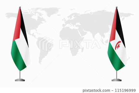 Palestine and Western Sahara flags for official meeting 115196999