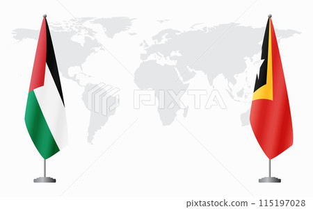 Palestine and East Timor flags for official meeting Palestine and East Timor flags for official meeting 115197028