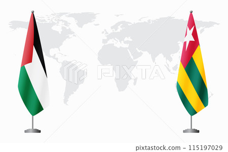 Palestine and Togo flags for official meeting Palestine and Togo flags for official meeting 115197029