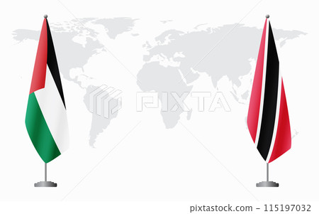 Palestine and Trinidad and Tobago flags for official meeting Palestine and Trinidad and Tobago flags for official meeting 115197032